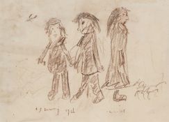 L.S. Lowry original drawing 'The Three Figures' drawing