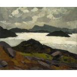 Sir Kyffin Williams 'Skye from Harris Outer Hebrides' oil on board, 1950s