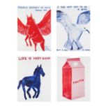 David Shrigley 'People expect so much from me' & 'Life is very good', four lithograph posters