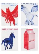 David Shrigley 'People expect so much from me' & 'Life is very good', four lithograph posters