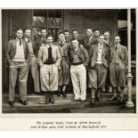 England rugby team b&w photograph taken at North Berwick station prior to fixture v Scotland, 1935
