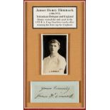 Tottenham Hotspur's Jimmy Dimmock signature and trade card mounted in a frame