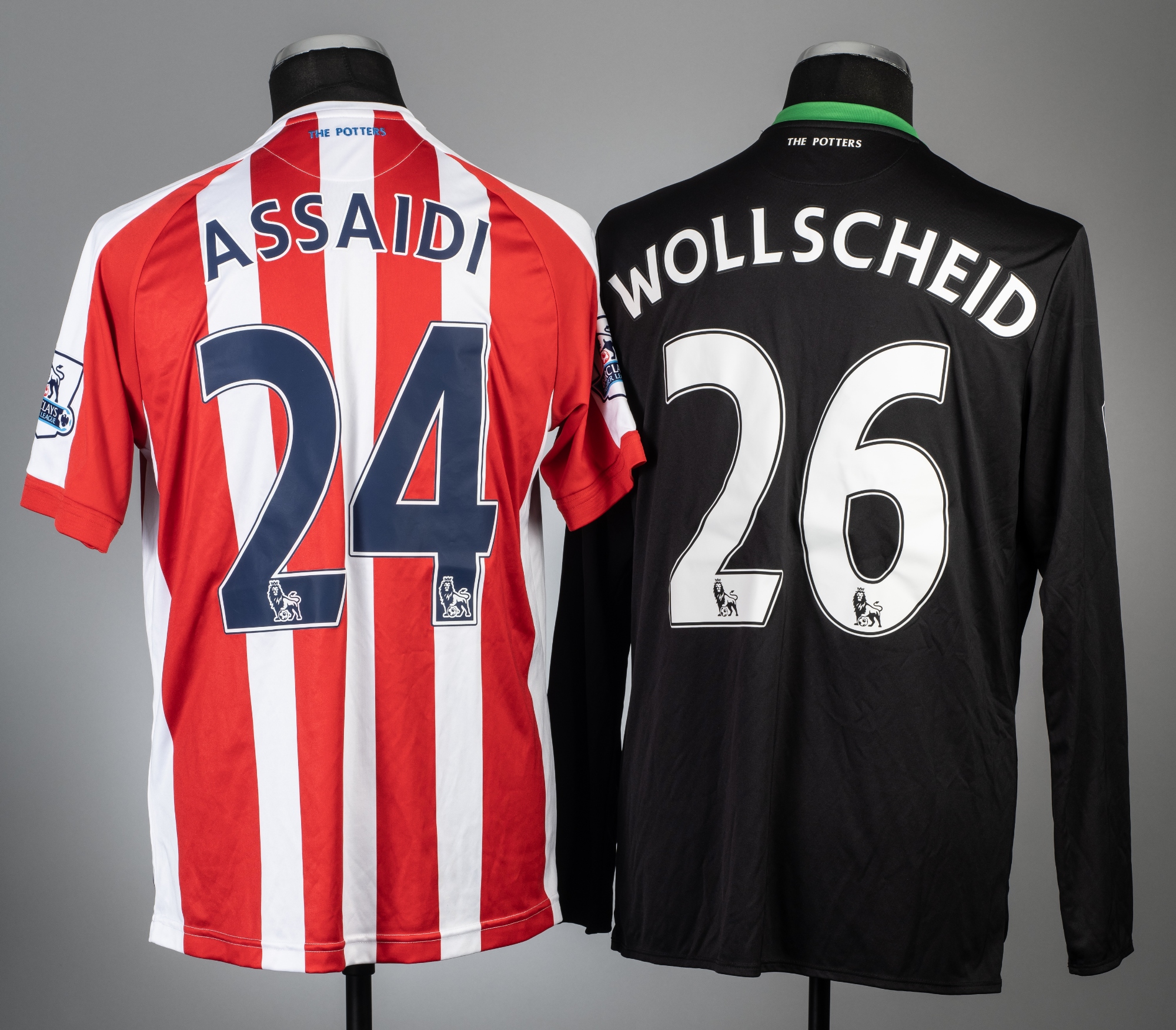 Stoke City players football jerseys and football boots