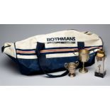 Four Cricket, Golf and F1 trophy, travel bag and lighter memorabilia