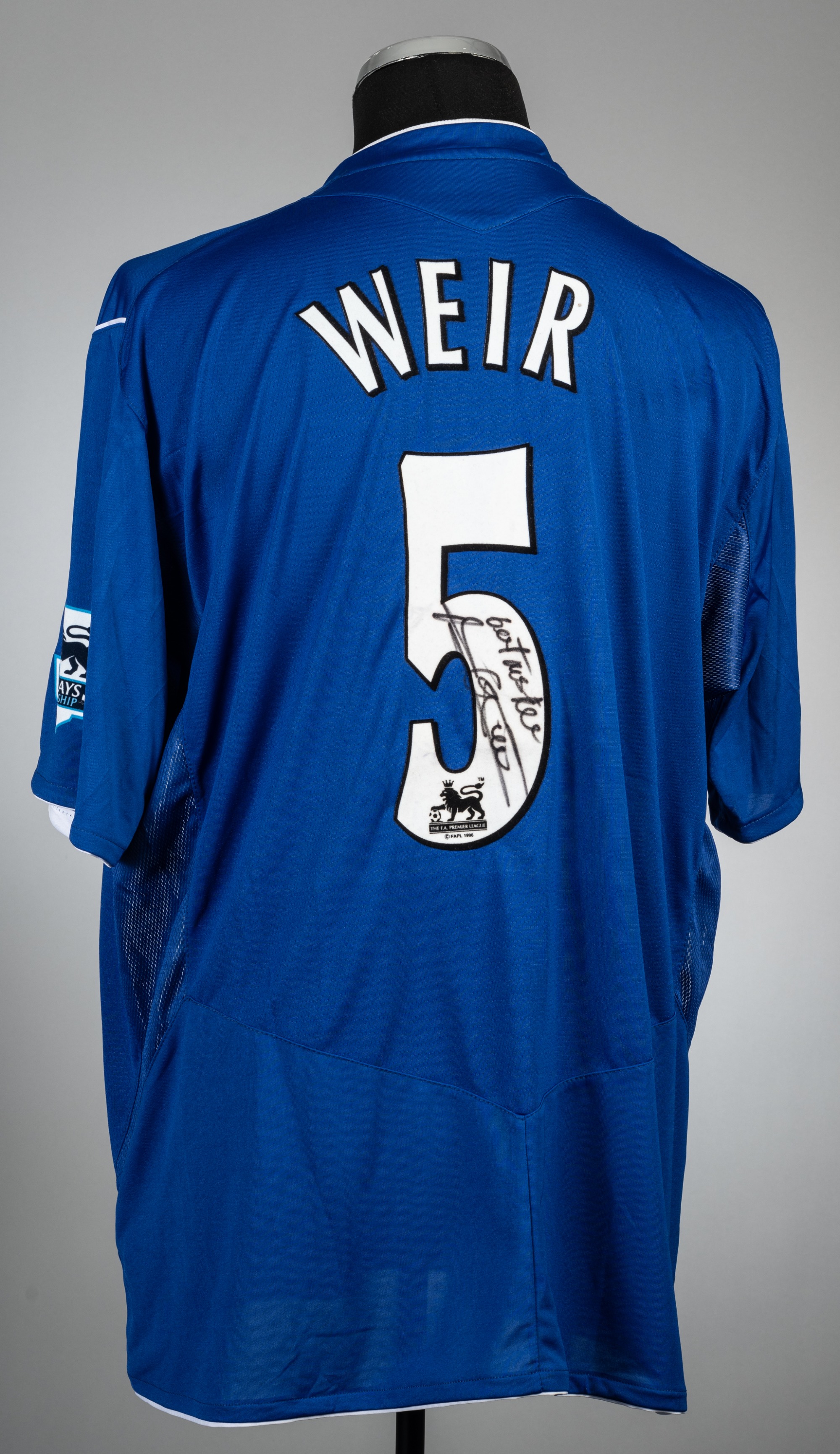 David Weir signed blue Everton no.5 home jersey, season 2004-05