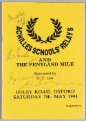 Signed Achilles Schools' Relays & the Pentland Mile programmes, at Iffley Road, Oxford, 7th May 1954