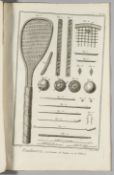 A complete set of nine tennis/paume engravings from Diderot's Encyclopedie, circa 1771,