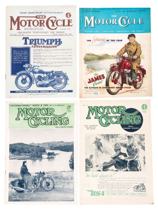 Collection of vintage motor cycling magazines, 1935 to 1960