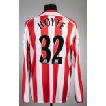 Justin Hoyte red & white striped Sunderland AFC no.32 home jersey, season 2005-06,