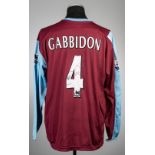 Danny Gabbidon signed claret & blue West Ham United no.4 home jersey, season 2005-06
