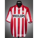Kasper Bogelund red & white striped PSV Eindhoven no.30 jersey, season 2000-01