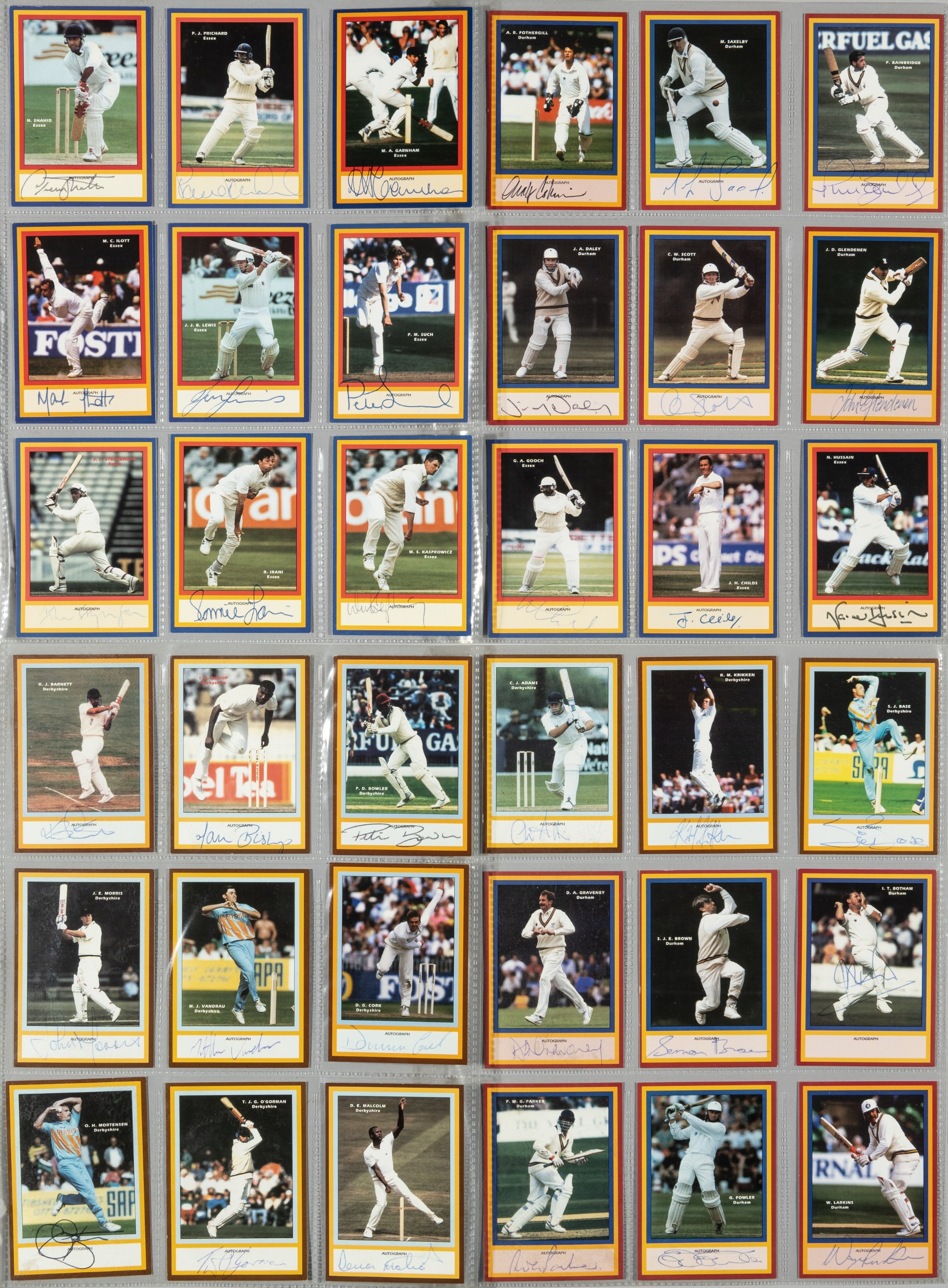 Collection of signed cricket player profile autograph collectors cards