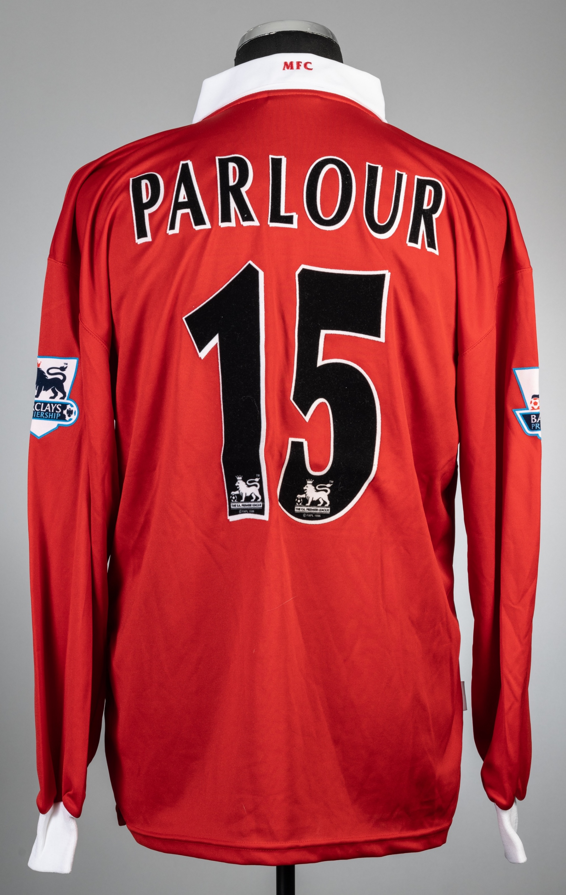 Ray Parlour red Middlesbrough no.15 home jersey, season 2004-05, Errea, long-sleeved with BARCLAYS - Image 2 of 2