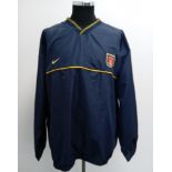 Navy Arsenal FC warm-up tracksuit top, circa late 1990s