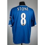 Steve Stone blue Portsmouth no.8 home jersey, season 2003-04