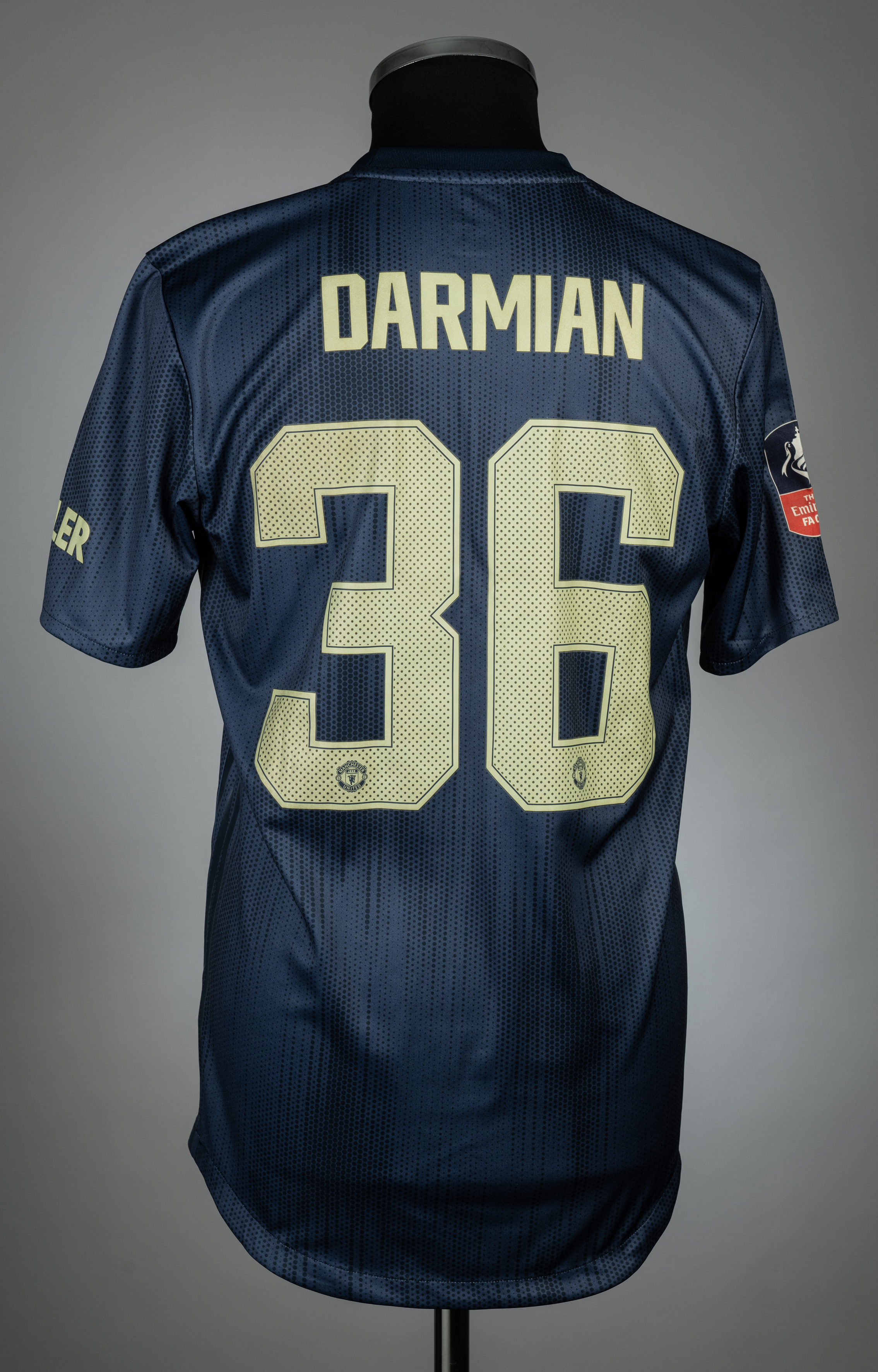 Matteo Darmian navy Manchester United Emirate F.A. Cup no.36 third choice jersey, season 2018-19