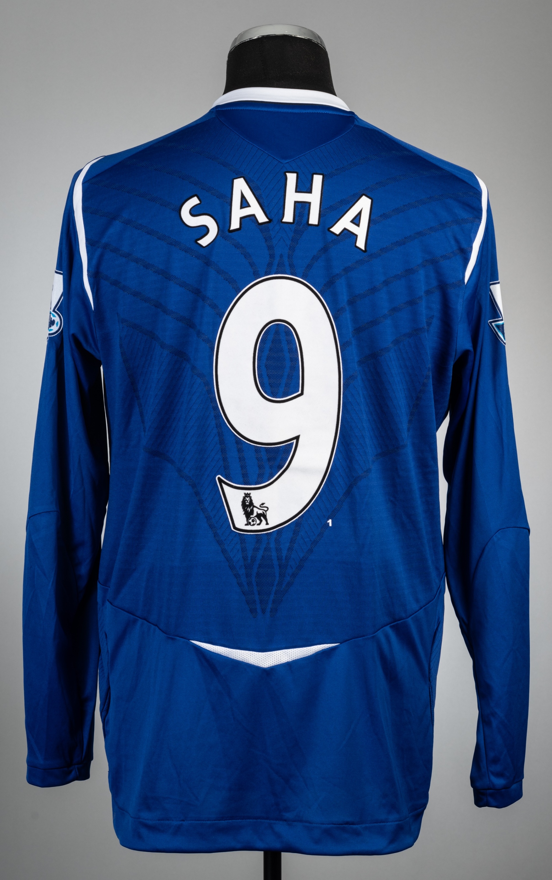 Louis Saha blue Everton no.9 home jersey, season 2008-09, Umbro, long-sleeved with BARCLAYS - Bild 2 aus 2