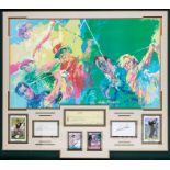 Four Grand Slam golfers autographed framed presentation