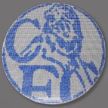 A Chelsea FC blue and grey crested mosaic wall plaque, late 20th century, of circular form, the