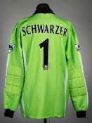 Mark Schwarzer lime green Middlesbrough no.1 goalkeeper's jersey, season 1998-99, Errea, long-