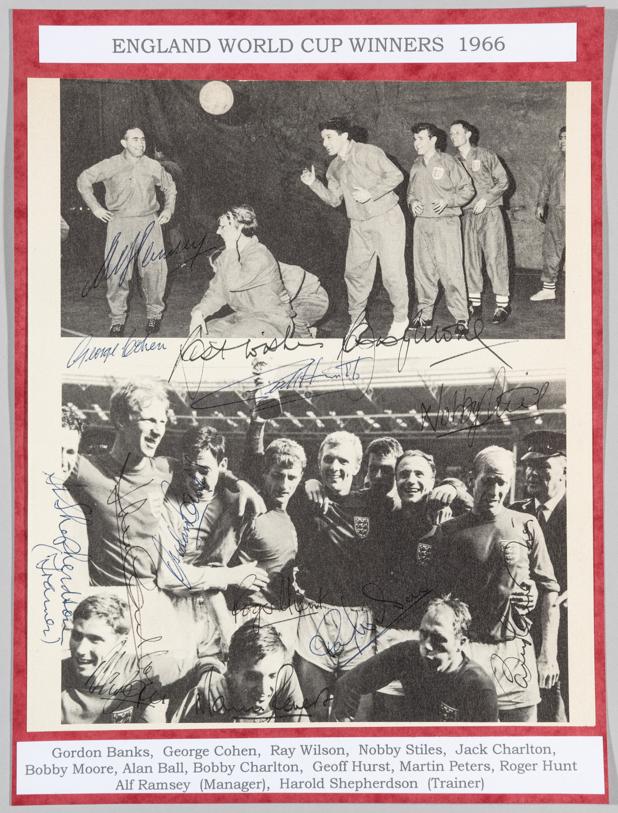 Magazine page fully-signed by the England 1966 World Cup winning team