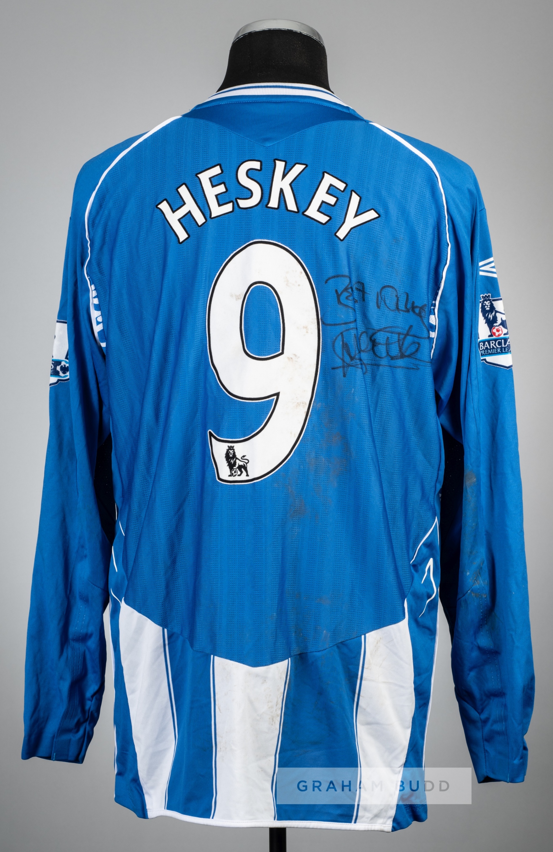 Emile Heskey signed blue and white Wigan Athletic no.9 home jersey, season 2007-08, Umbro, long- - Image 2 of 2