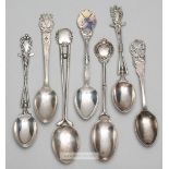 Seven various silver hallmarked prize golf spoons, dating from 1901