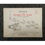 Ryder Cup Team dinner menu, held at the Mansion House on 23rd September 1963