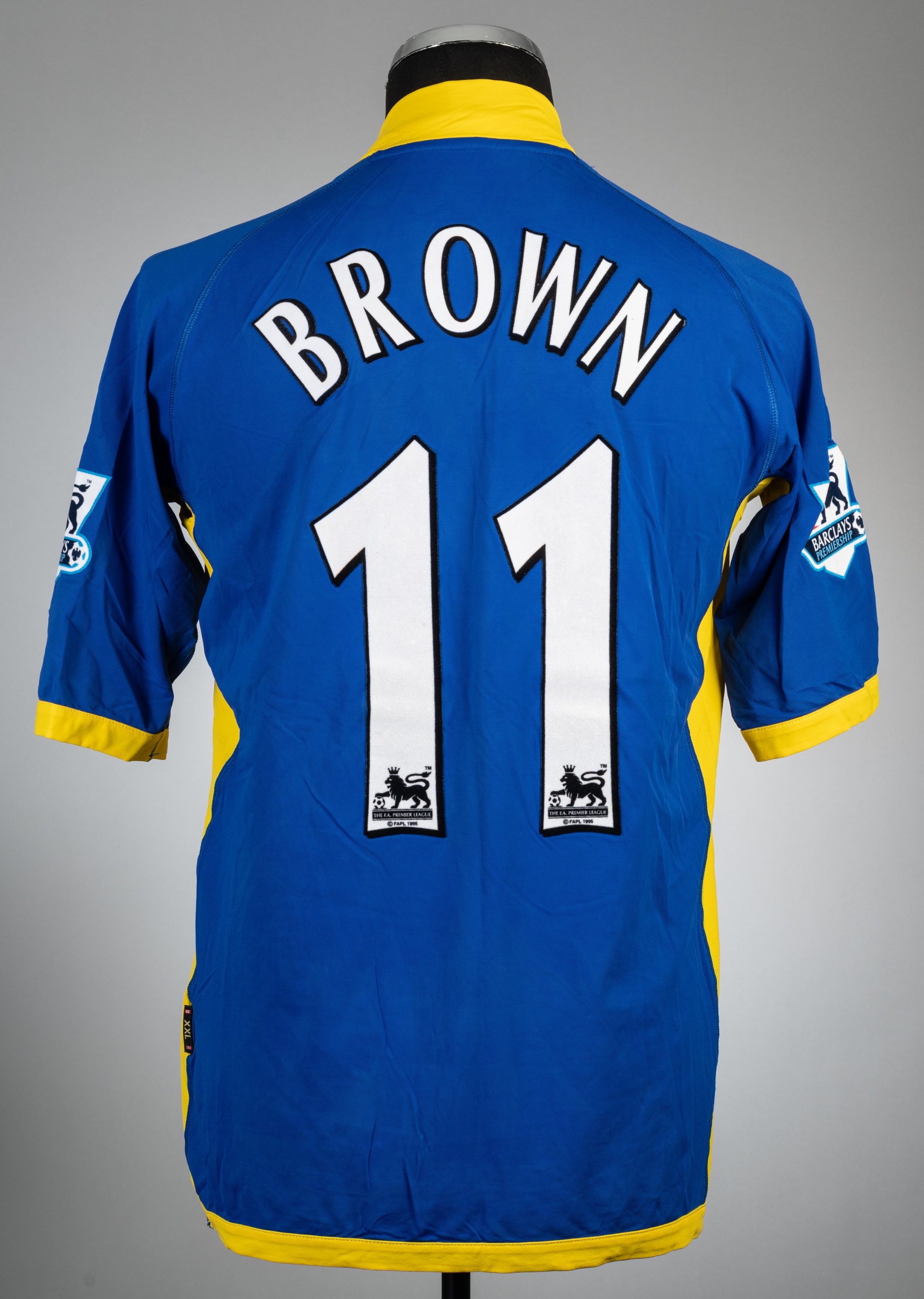 Michael Brown blue & yellow Tottenham Hotspur no.11 away jersey, season 2005-06 - Image 2 of 2