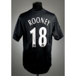 Wayne Rooney squad-signed black Everton no.18 away jersey, season 2002-03