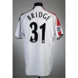 Wayne Bridge white Fulham no.31 home jersey, season 2005-06, Puma, short-sleeved with BARCLAYS
