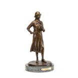 Karl Farris nostalgic bronze of a lady golfer titled 'On The Tee', c.1993