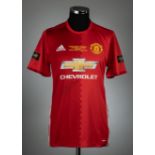 Chris Smalling double-signed red Manchester United no.12 jersey v Everton, Wayne Rooney Testimonial