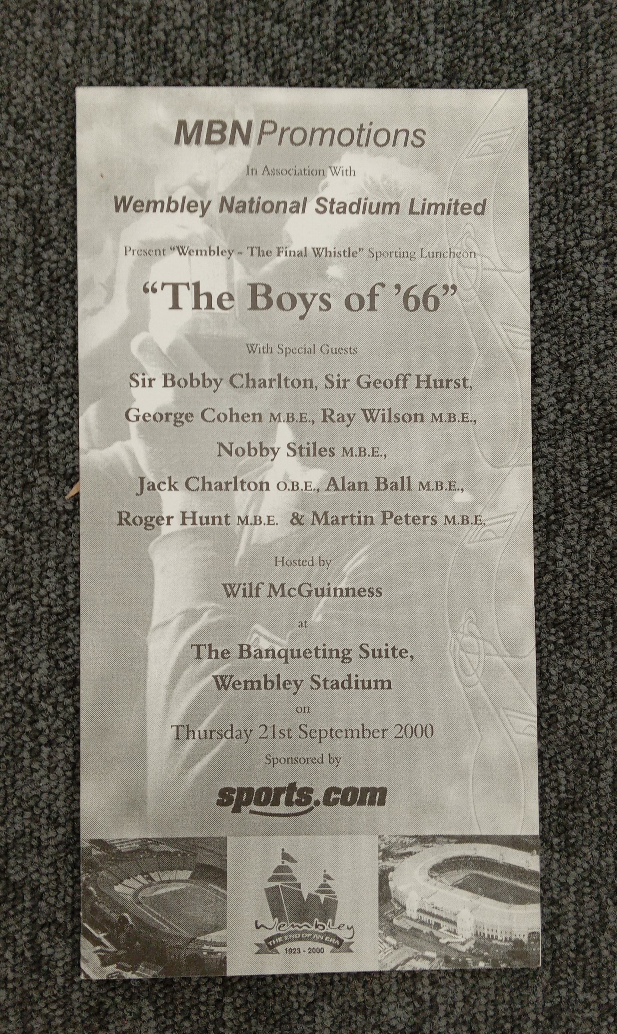 A menu signed by 10 of the England 1966 World Cup winning team - Image 2 of 2