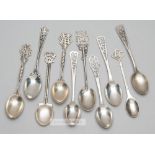 Ten various silver hallmarked golf prize spoons, dating from 1907