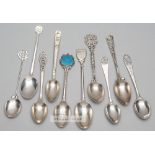 Ten various silver hallmarked golf prize spoons, dating from 1913