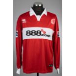 Ray Parlour red Middlesbrough no.15 home jersey, season 2004-05, Errea, long-sleeved with BARCLAYS