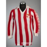 Red and white striped Stoke City no.2 home jersey, circa late 1970s