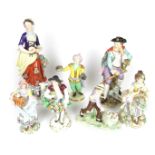 A group of German Sitzendorf porcelain figures