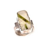 Silver tourmaline crystal cocktail ring by Tony Thomson.