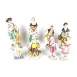 A group of eight Continental porcelain figurines