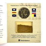 The Battle of Trafalgar Bicentenary coin presentation pack with coin and oak specimen