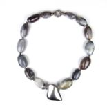 Silver banded agate necklace by Simone Micallef.