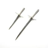 Two George V silver sword letter openers