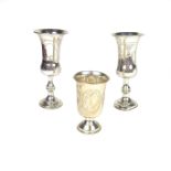 Three silver kiddush cups, late 19th/early 20th century