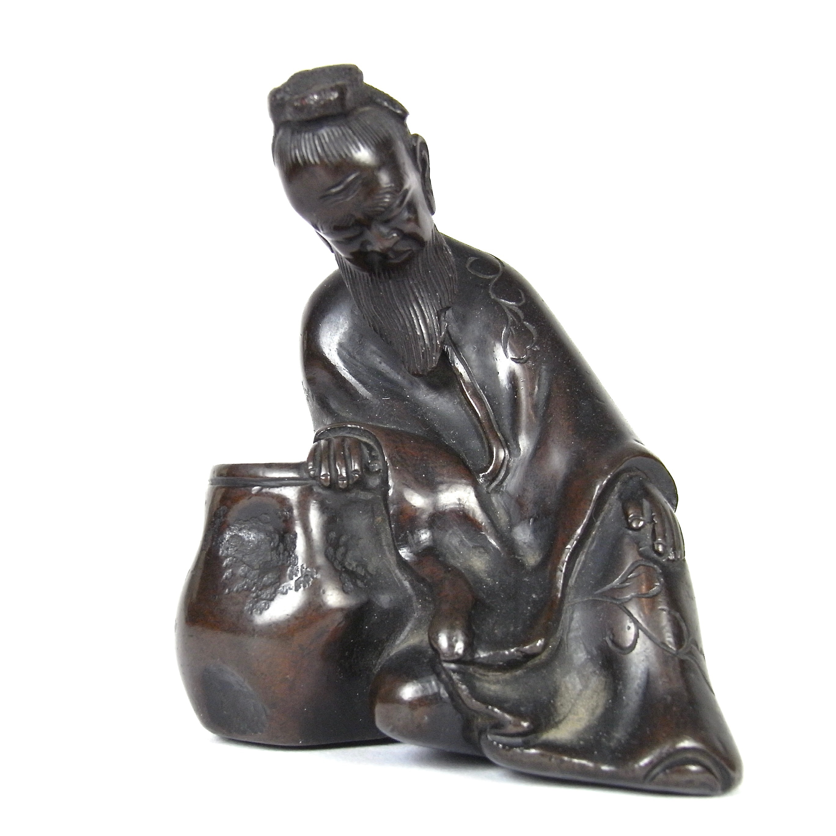 Japanese bronze seated figure, Meiji period