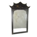 A Chinoiserie black lacquered mirror