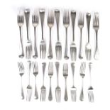 A group of Georgian silver dinner and dessert forks