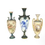 Three Royal Worcester pedestal vases