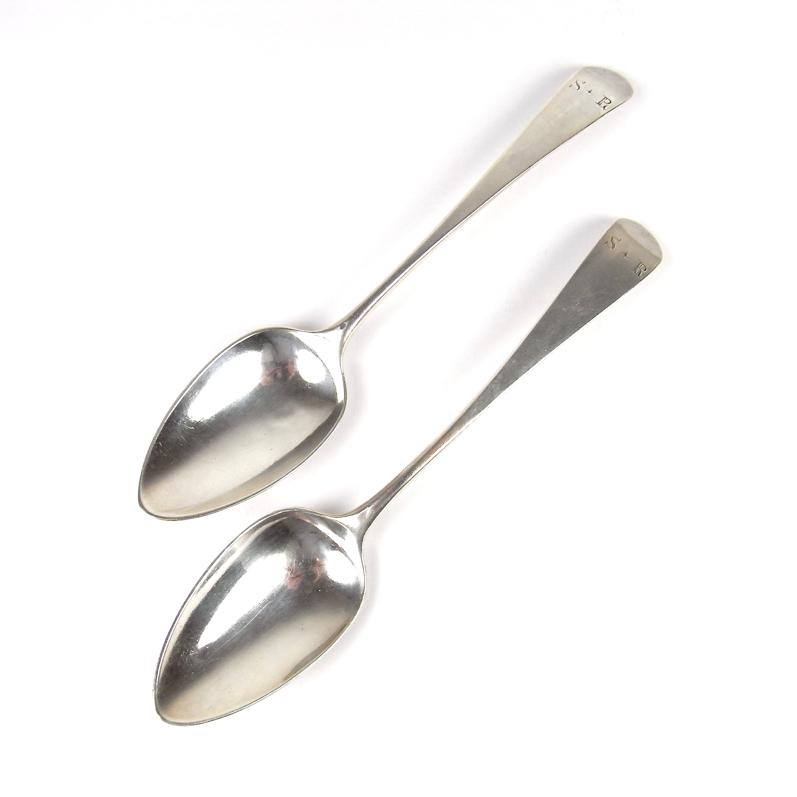 A pair of George III silver tablespoons, late 18th century